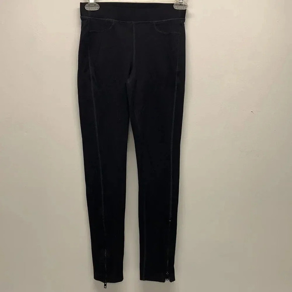 Rag and Bone Leggings Lawson Chevron Stretch Pants Pull On Ankle Zip Black Small - Picture 1 of 11